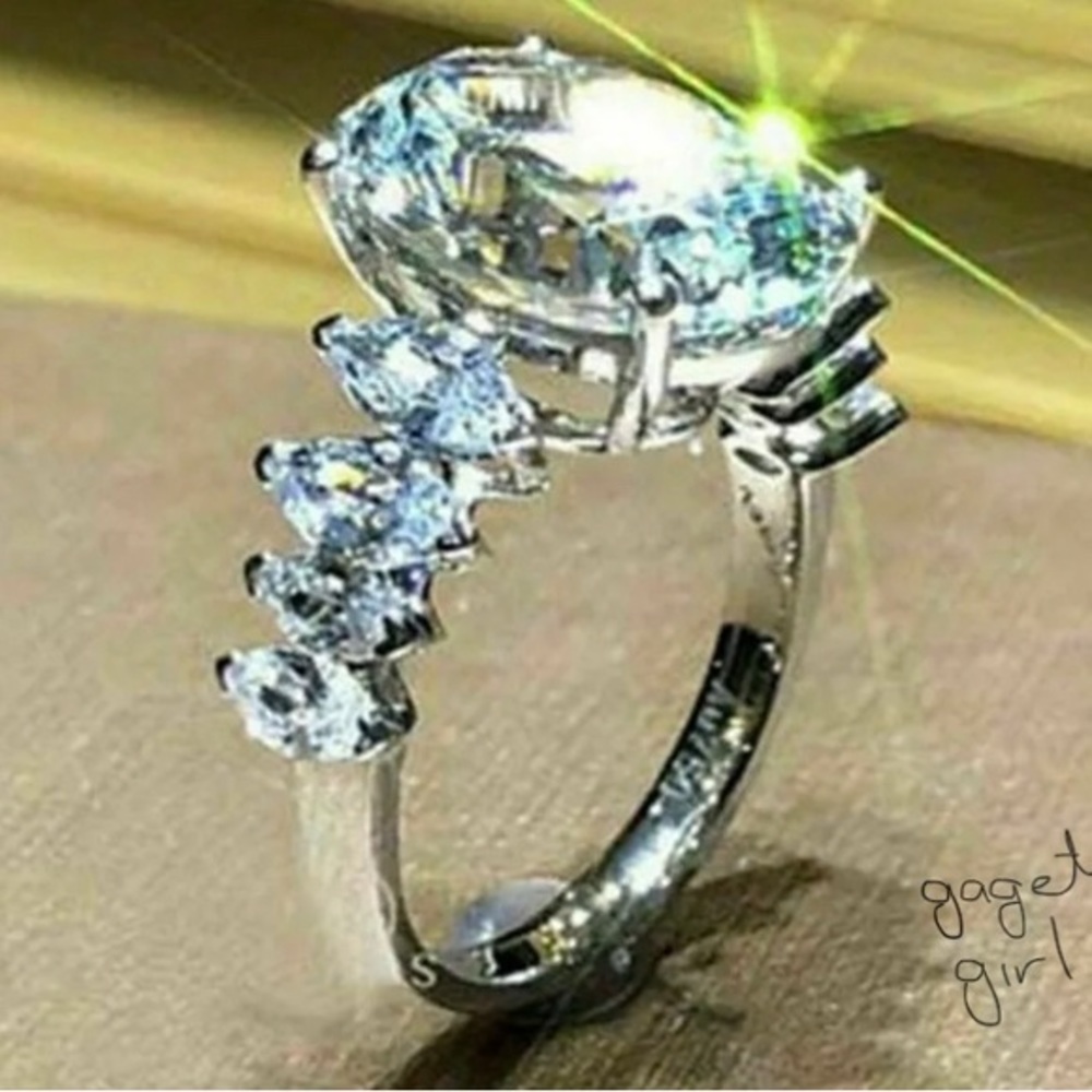 925 BRIDAL ENGAGEMENT RING WEDDING RING GG7 - Picture 6 of 6